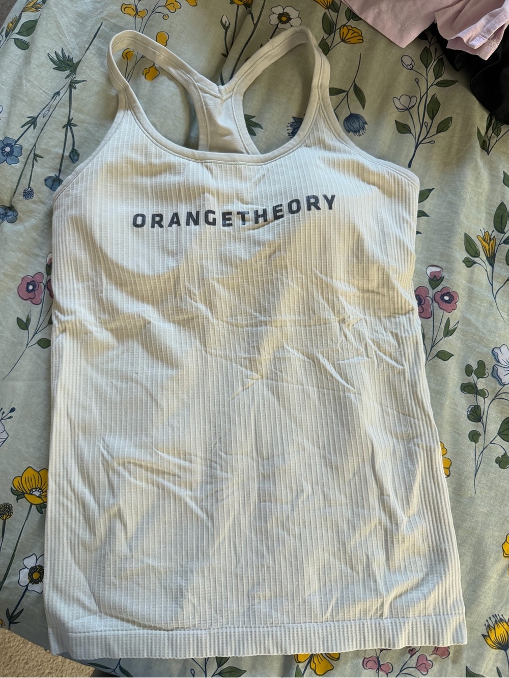 Lululemon Orangetheory Off White Ribbed Ebb Tank